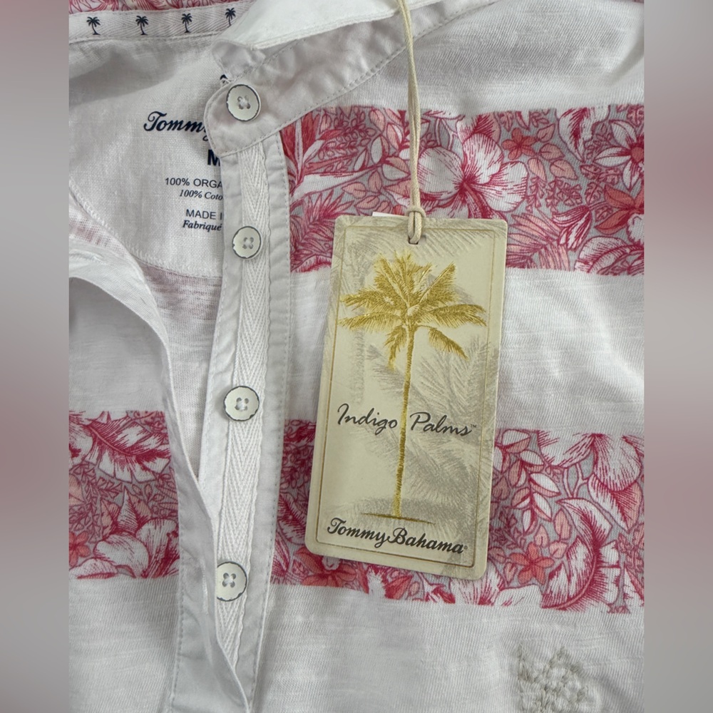 Tommy Bahama Prima Petals Striped Long Sleeve Top | Pink & White - Picture 5 of 9